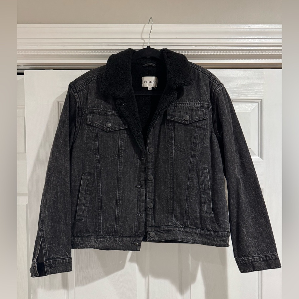 Vigoss Women's Black Denim Sherpa Jacket
